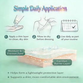Generic lifestyle shot of inner-thigh application for moisture control