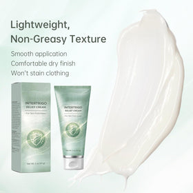 Generic demonstration applying cream to under-breast fold for soothing support