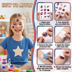 Generic brand child wearing tattoos at parade adding festive patriotic spirit benefit