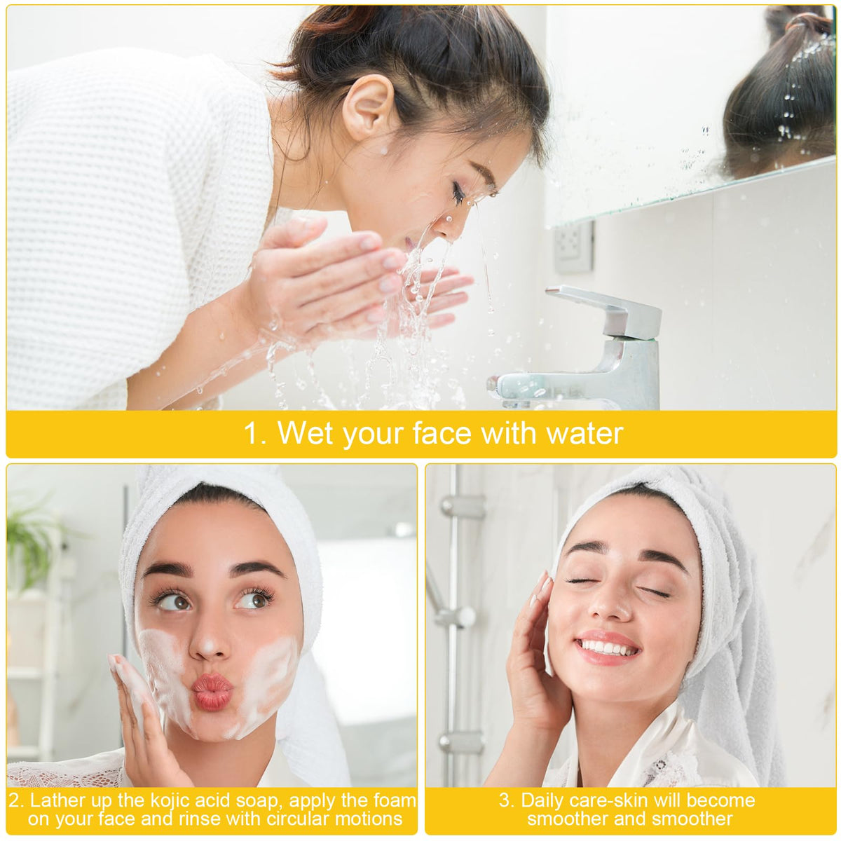 Generic lemon turmeric soap on bathroom shelf staged for daily routine and aesthetic benefit