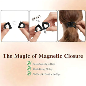 Generic magnetic hair clips in kitchen use showing hands-free convenience
