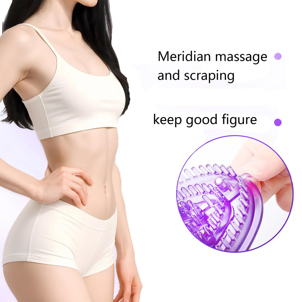 Generic meridian brush held in hand for scale showing ergonomic finger grooves and control