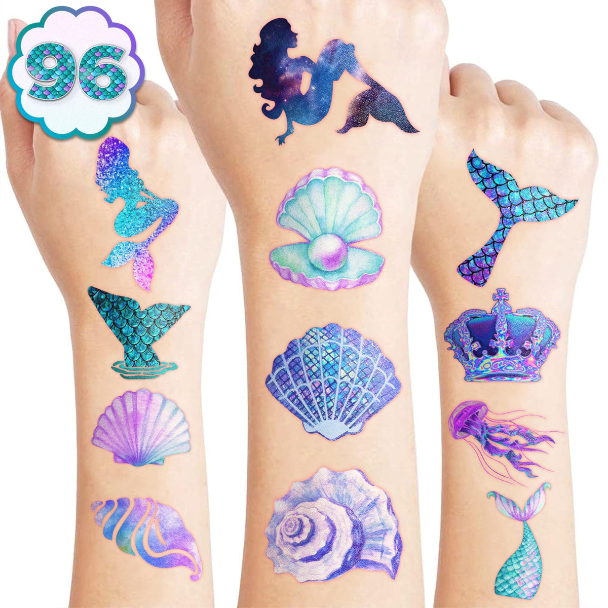 Generic mermaid front packaging showing colorful sheets and benefits