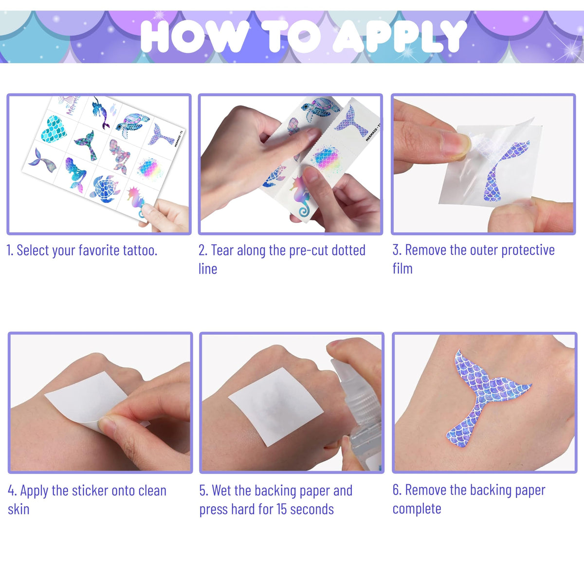 Generic mermaid scale comparison in hand illustrating child-friendly size