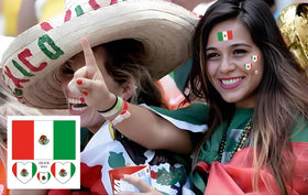Generic sheet close-up of Mexican flag tattoos displaying vivid colors and fine detail for realistic look