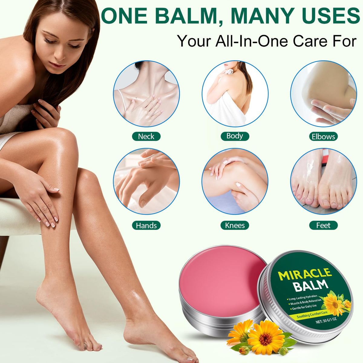 Generic Miracle Balm applied on hand illustrating fast absorption and comfort