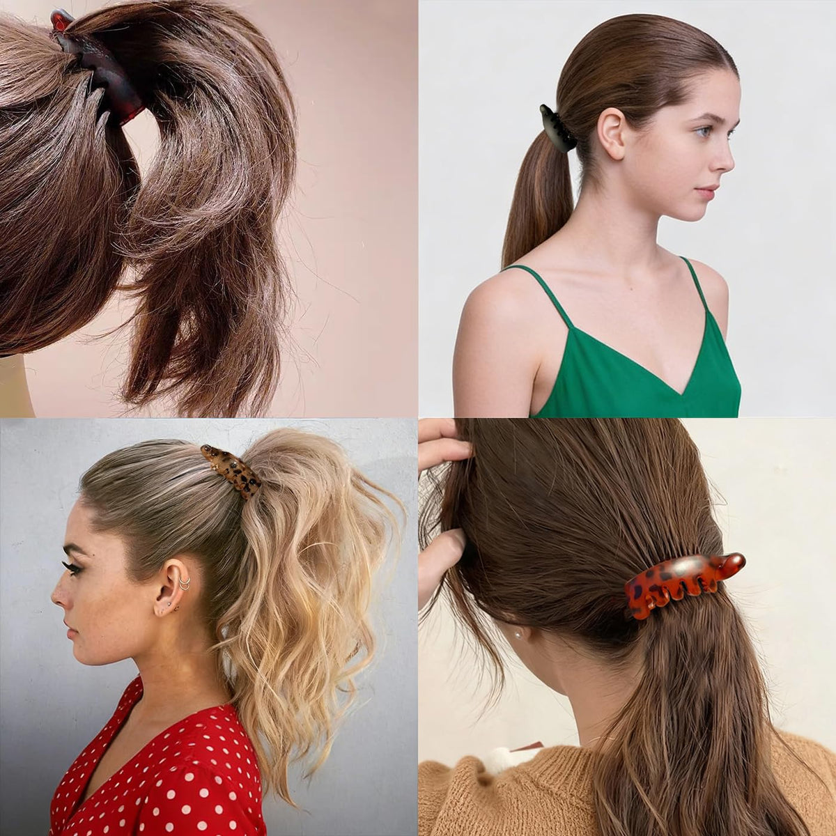 Generic multiple clips laid flat showing color variety for versatile styling