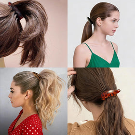 Generic multiple clips laid flat showing color variety for versatile styling