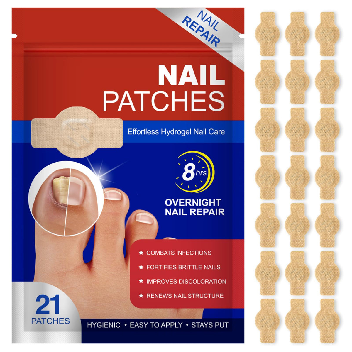 Generic front packaging showing 21pcs and product benefits