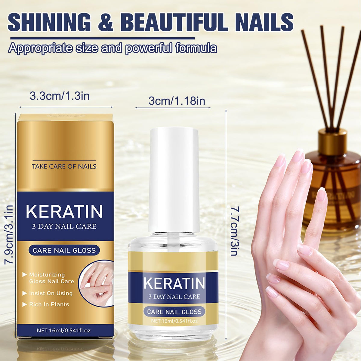 Generic Keratin Nail Care Oil before and after nails showing improved strength benefit