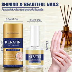 Generic Keratin Nail Care Oil before and after nails showing improved strength benefit