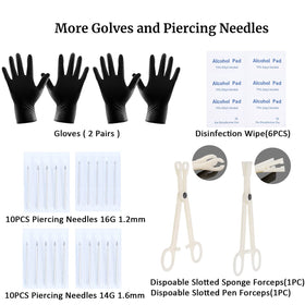 Generic layout of disposable 14G/16G needles and gloves conveying sterile readiness