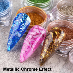 Generic open jars displaying 23 distinct chrome pigments for creative variety