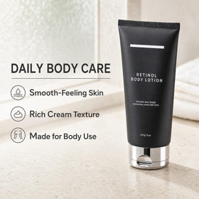 Generic retinol body lotion creamy texture close-up illustrating absorption