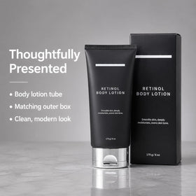 Generic retinol body lotion tube cap open ready for application