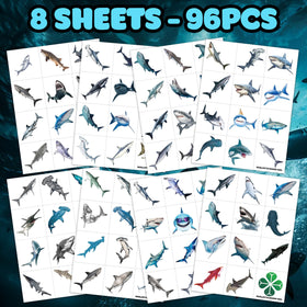 Generic nine tattoo sheets laid out, neat organization and variety
