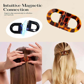 Generic magnetic hair clips side profile open clamp illustrating gentle glide