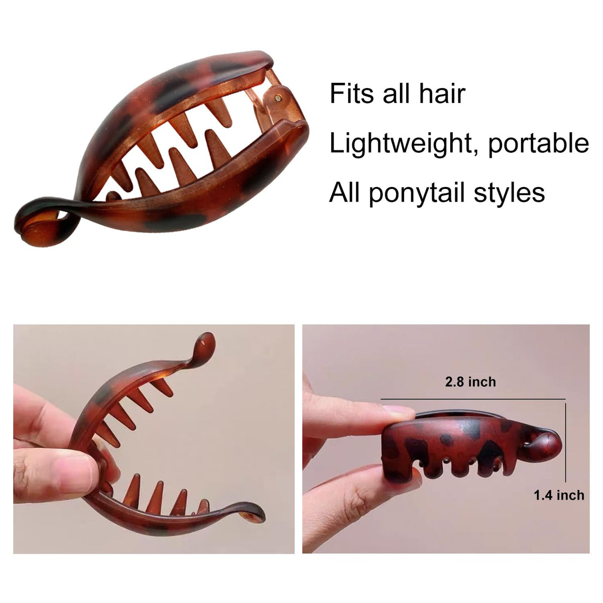 Generic size and scale next to hand showing compact travel-friendly benefit