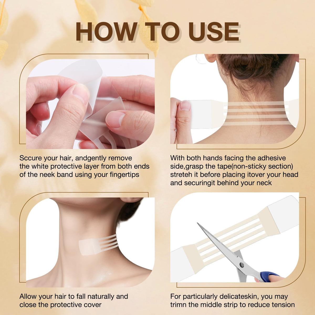 Generic applied strip on neck profile showing instant lift effect