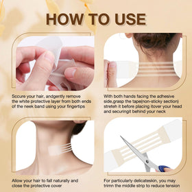 Generic applied strip on neck profile showing instant lift effect