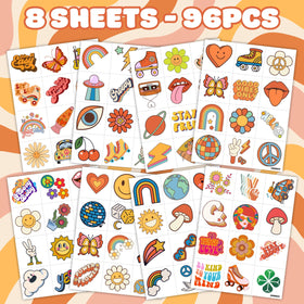 Generic child wearing a Groovy 70s tattoo showing playful party benefit