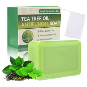 Generic tea tree soap front packaging showing clean label and bar benefit