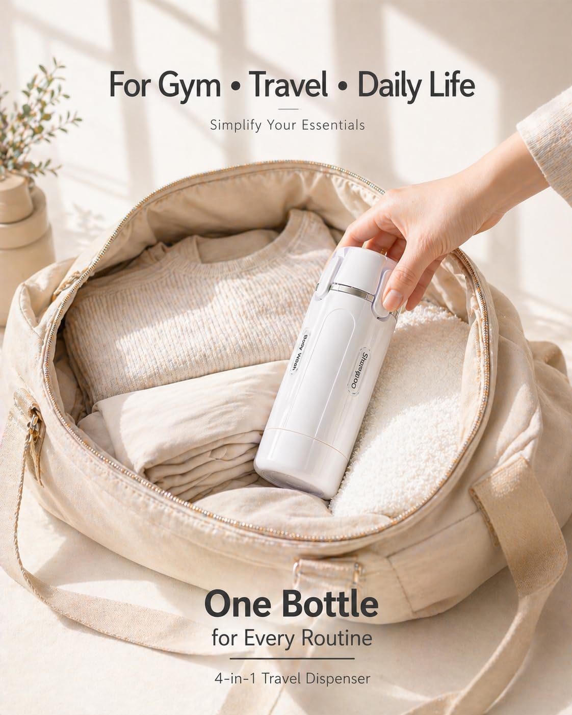 Generic brand dispenser releasing shampoo texture to show compatibility with thick and thin products