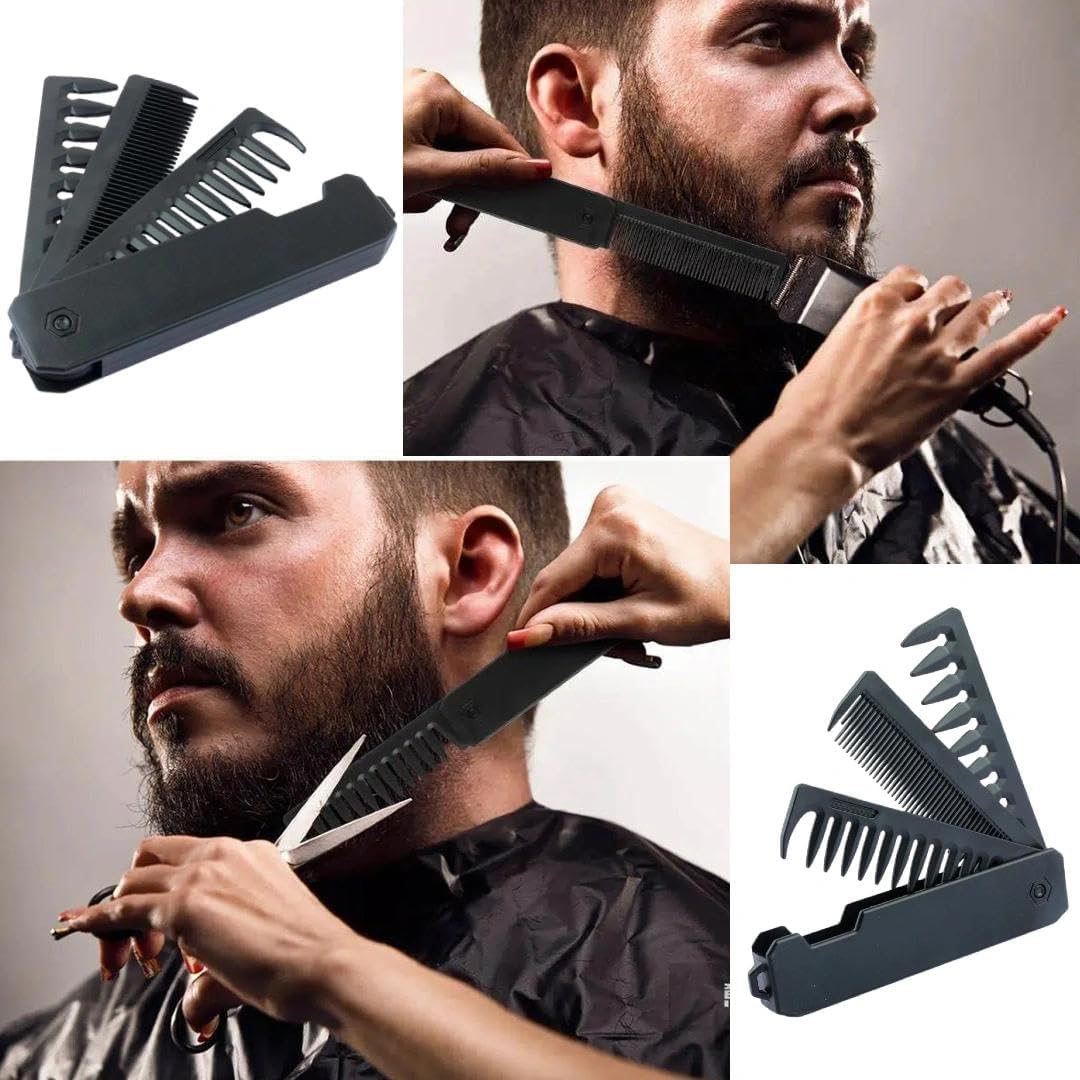 Generic texturizing comb passing through curly hair to separate strands and define pattern