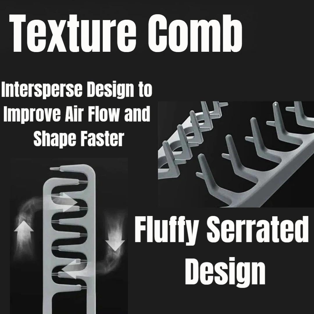 Generic texturizing comb held in hand to show compact scale and portable convenience