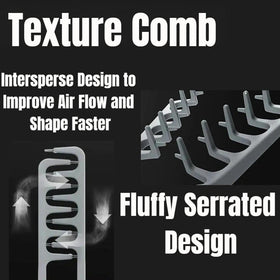 Generic texturizing comb held in hand to show compact scale and portable convenience