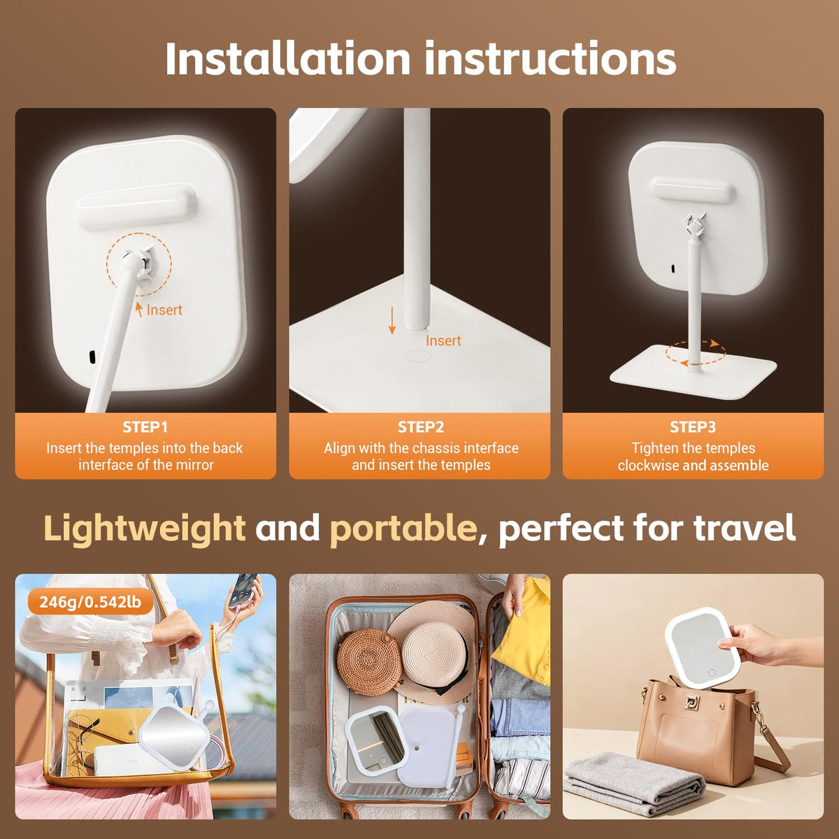Generic mirror angled to show 270-degree rotation and flexible positioning benefit