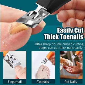 Generic wide jaw opened showing capacity for thick nails and easier trimming benefit
