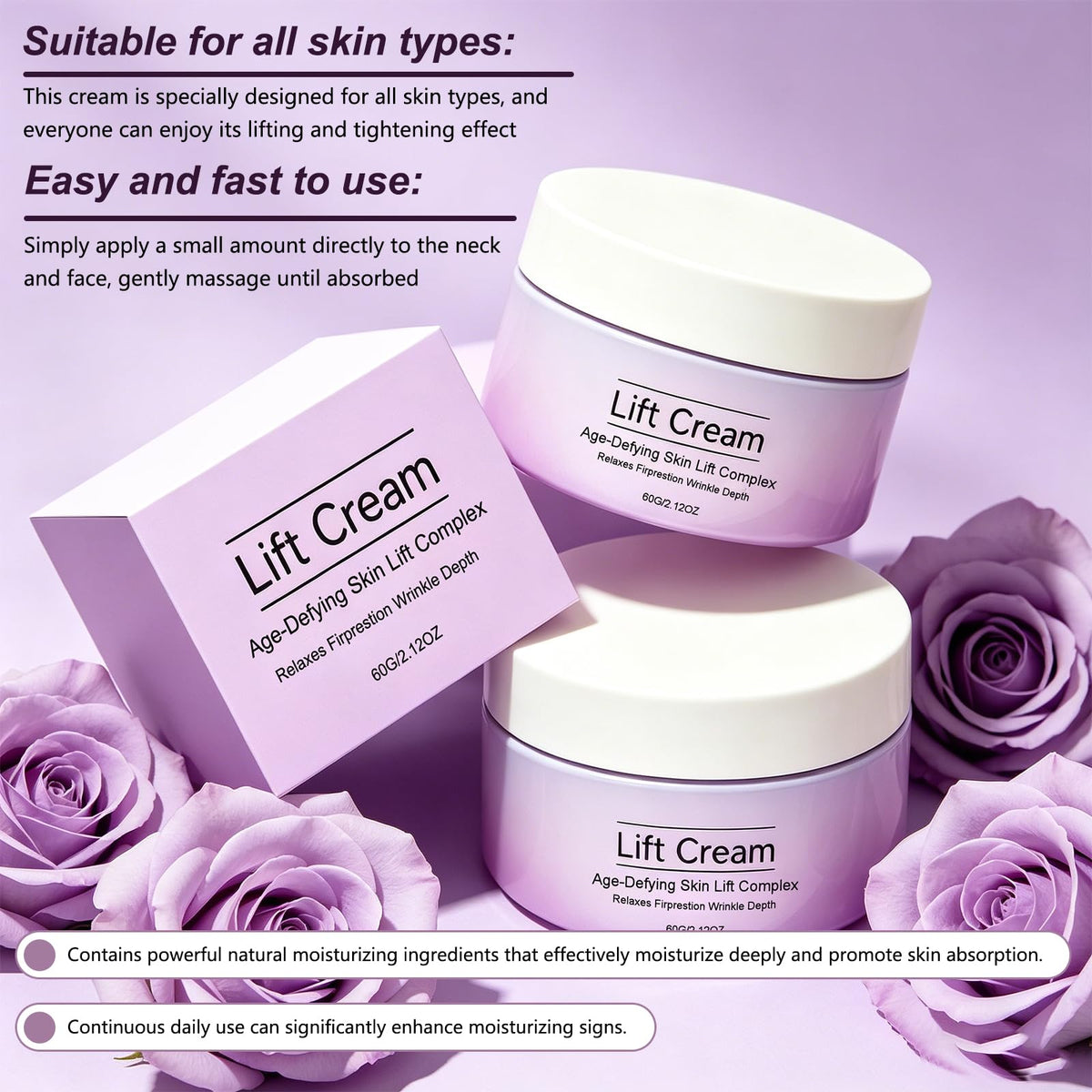 Generic Wonder Lift Cream before and after side profile showing firmer-looking contours