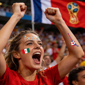 Generic brand arm placement showing large flag scale for visibility