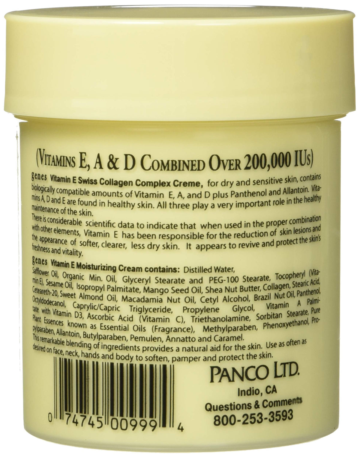 Genes Vitamin E cream texture close-up showing smooth moisturizing consistency and hydration