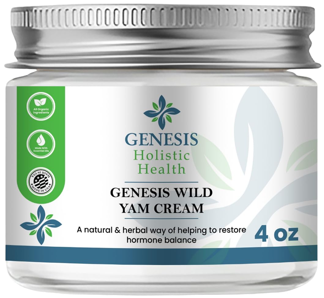 Genesis Wild Yam Root Cream front jar shot showing label and natural branding benefit