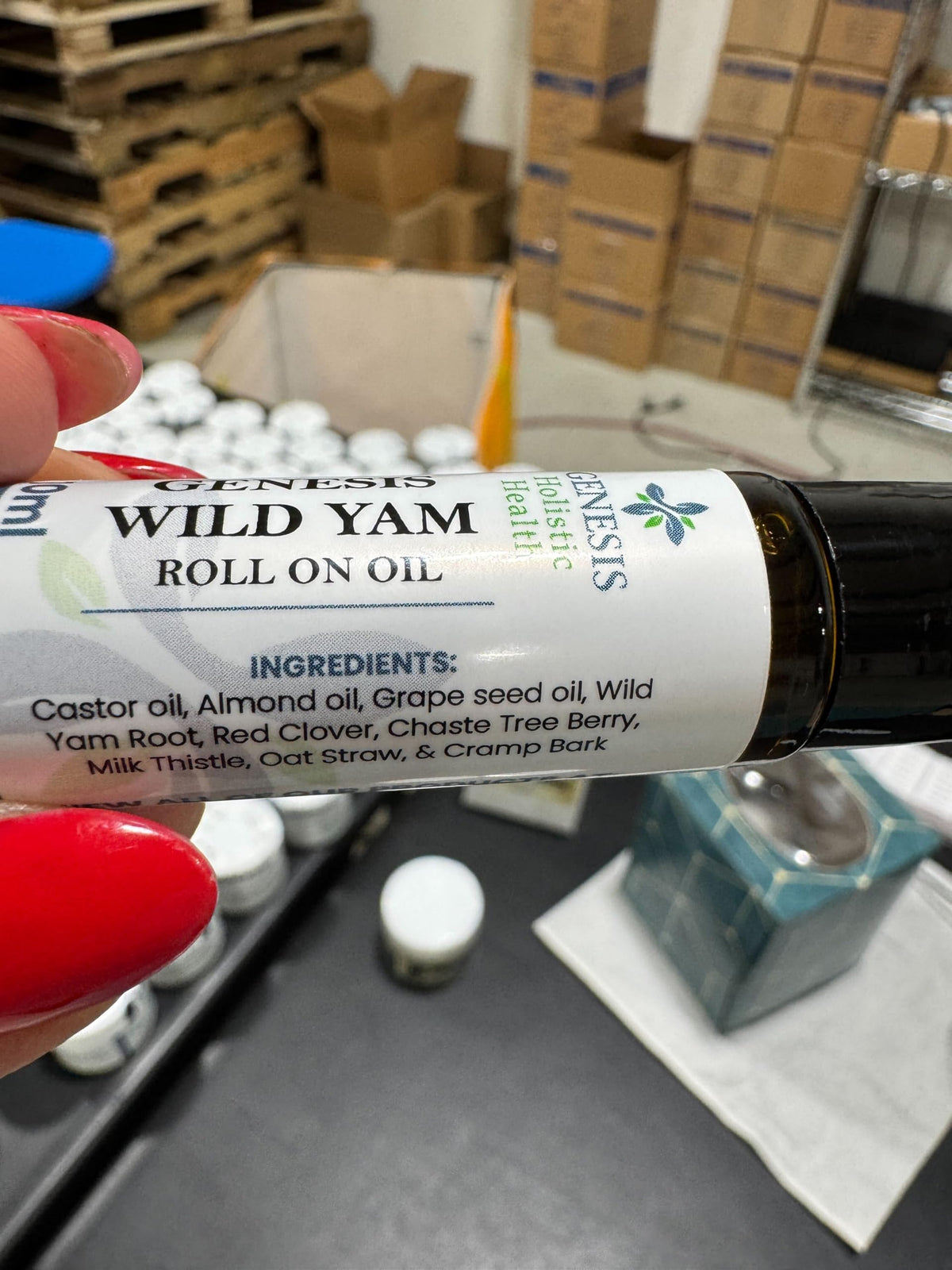 Genesis Wild Yam rollerball close-up demonstrating smooth application and quick absorption benefit