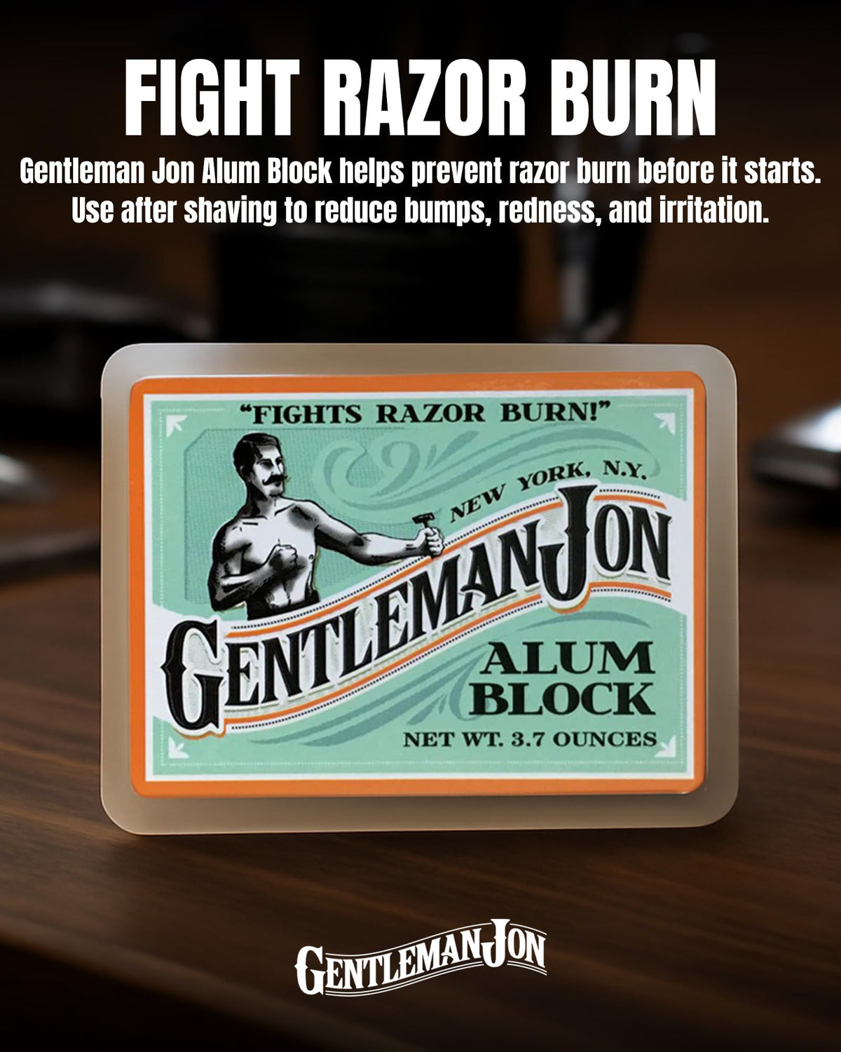 Gentleman Jon alum block close-up revealing smooth crystal texture and longevity