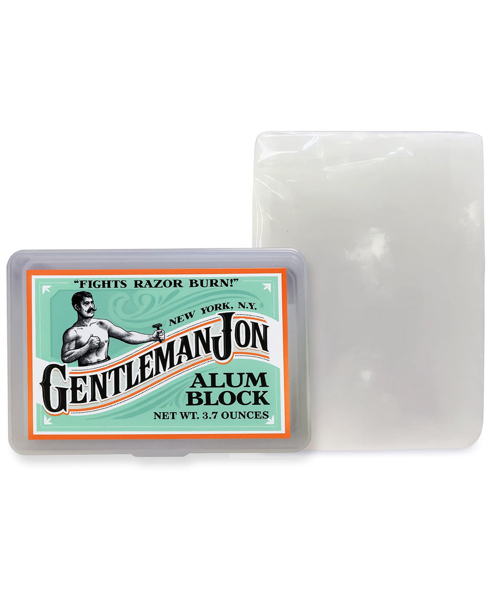 Gentleman Jon front packaging showing alum block and case benefits