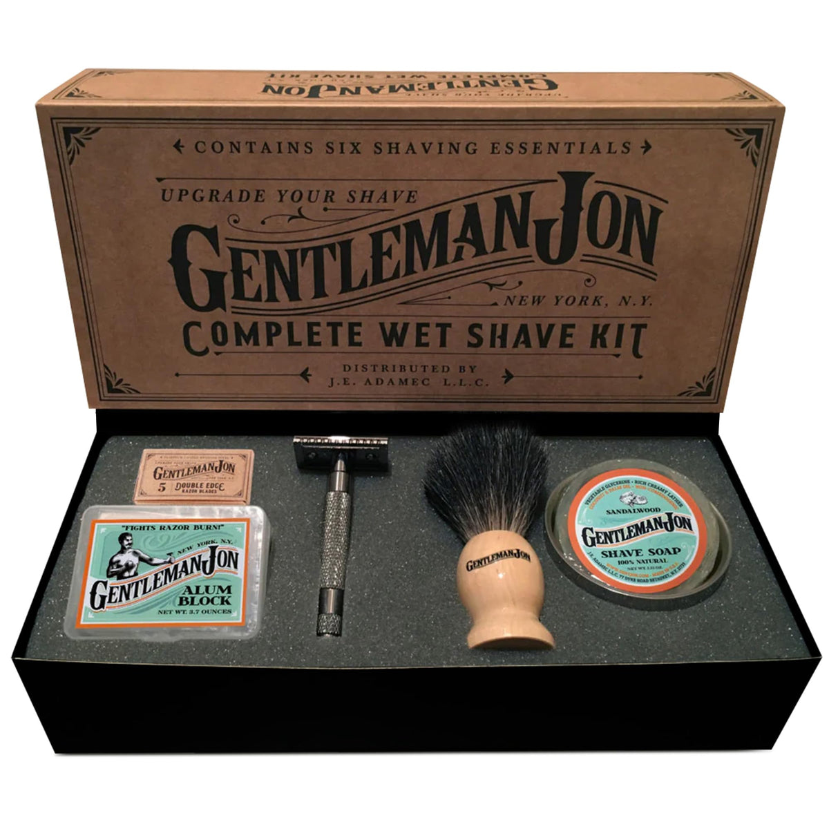 Gentleman Jon safety razor front view showing solid handle and classic head for steady shaves