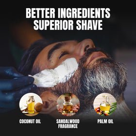 Gentleman Jon puck next to razor illustrating compact 2.25 oz size and travel-ready convenience