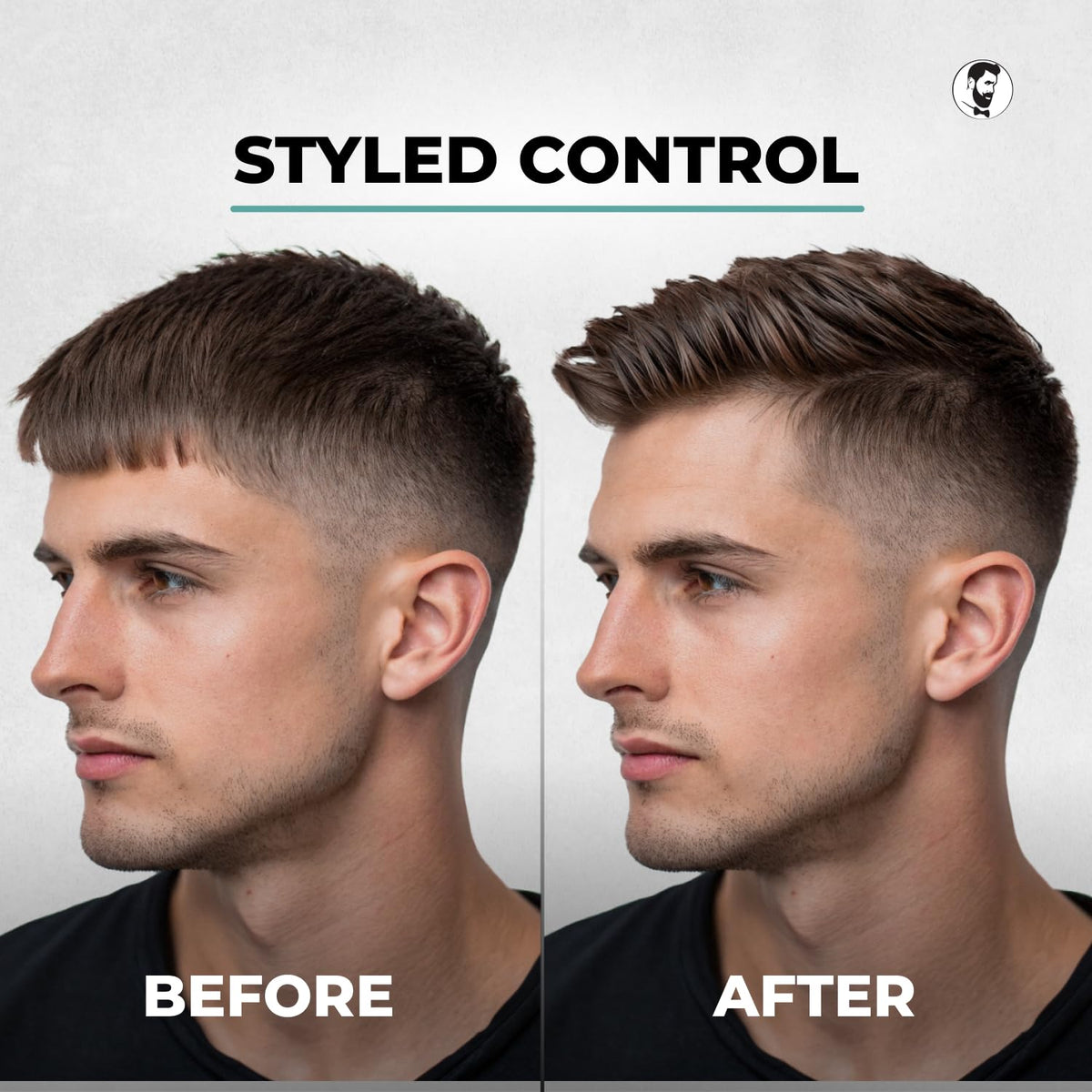 Gentlemen Republic gel on palm being applied to hair for smooth distribution and even hold benefit