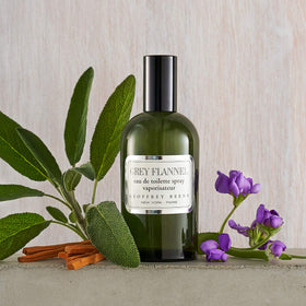 Geoffrey Beene label detail emphasizing brand and classic fragrance notes
