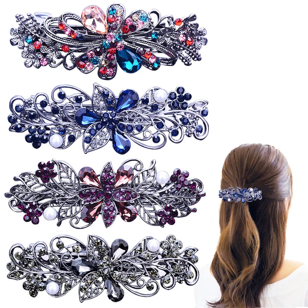 GeoGeoDIY front view of four colorful barrettes showing elegant gift-ready set