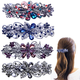 GeoGeoDIY front view of four colorful barrettes showing elegant gift-ready set