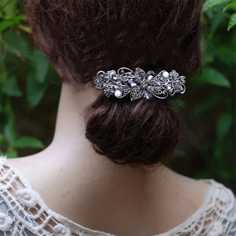 GeoGeoDIY gray barrette side view of clasp showing secure gentle grip