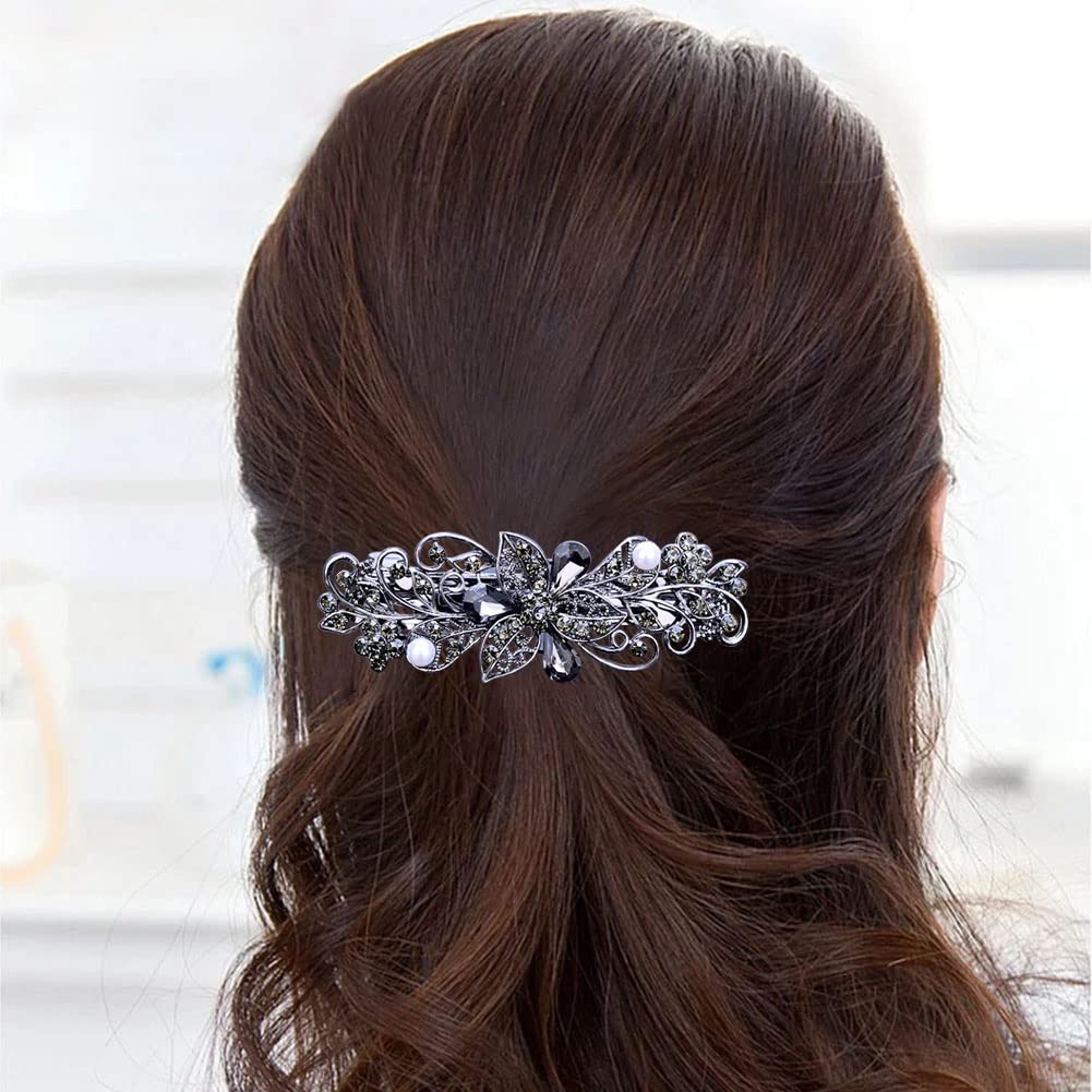 GeoGeoDIY purple-red barrette top view showing floral detail and decorative shine