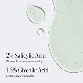 Geologie label highlighting 2% salicylic and 1.5% glycolic acids