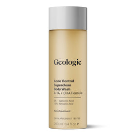 Geologie bottle front view showing clean design and acne-fighting benefits