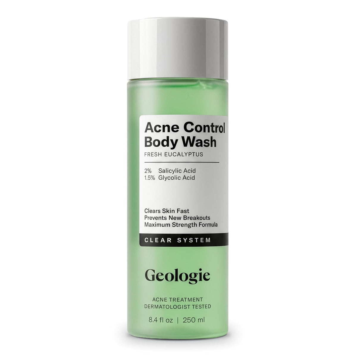 Geologie front bottle view showing acne-control benefits